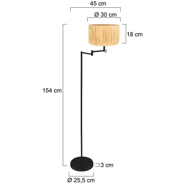 Mexlite Vloerlamp Bella Zwart Lampenkap Ø 30cm Beige - Geel E27