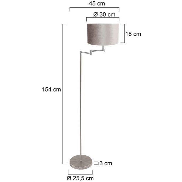 Mexlite Vloerlamp Bella Staal Lampenkap Ø 30cm Zink - Taupe E27
