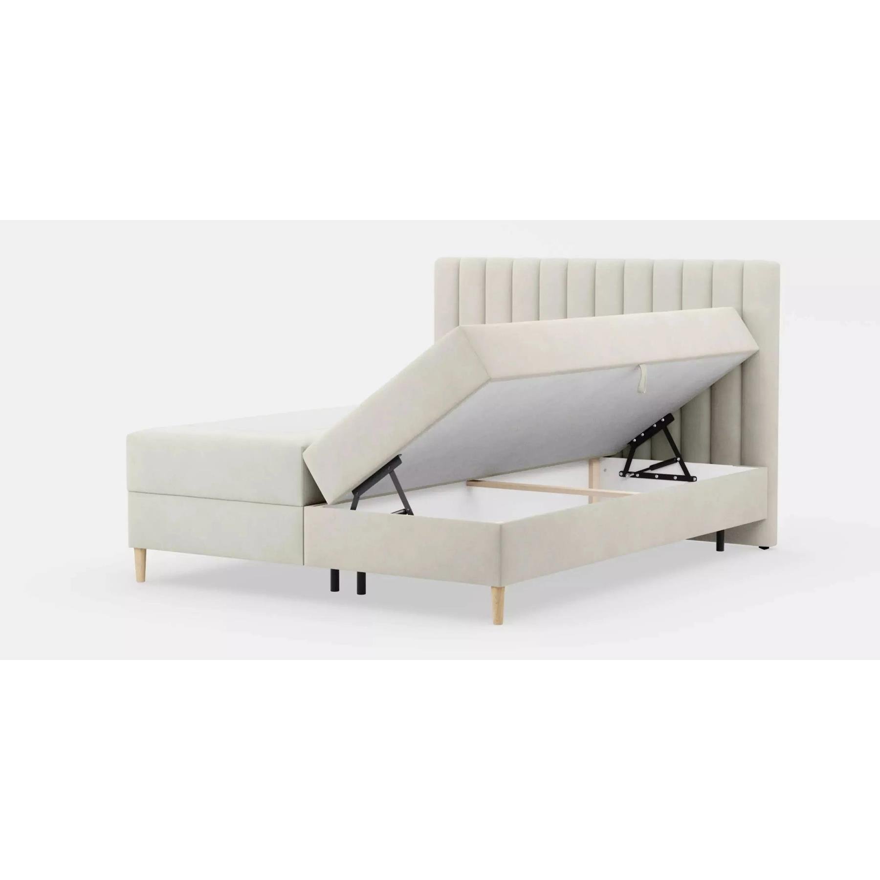 by fonQ Pazara Boxspring met Opbergruimte 160 x 200 cm - Crème / Naturel