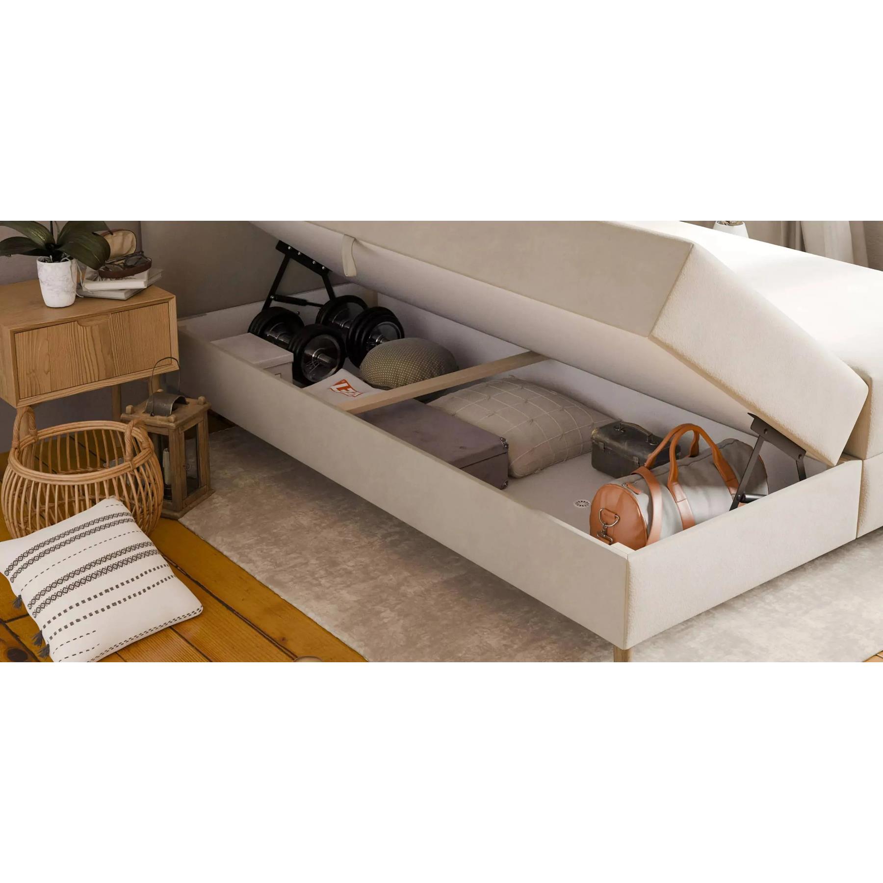 by fonQ Pazara Boxspring met Opbergruimte 160 x 200 cm - Crème / Naturel