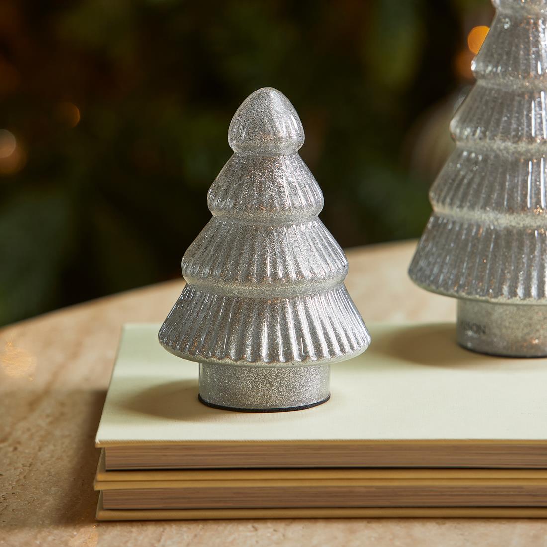 Riviera Maison Kerstboom Beeldje Zilver - Twinkly Glitter - Glas
