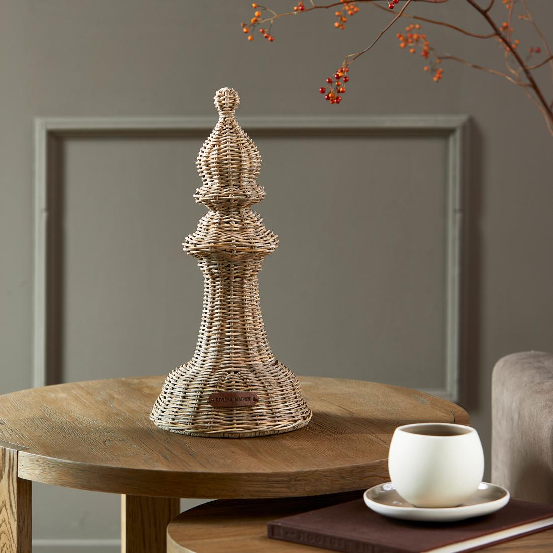 Riviera Maison Beeldjes Decoratie Naturel - Chess Bishop - Rattan