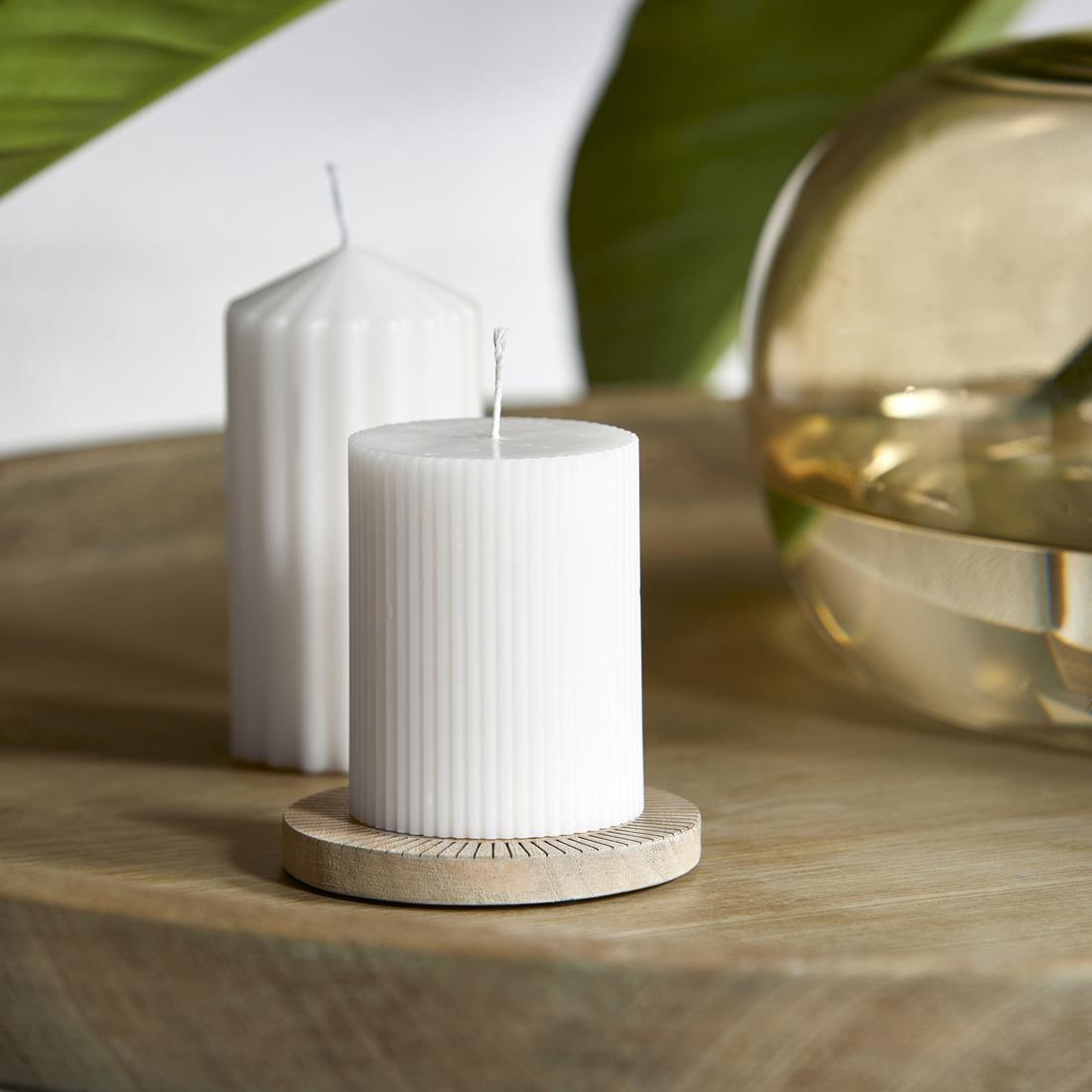 Riviera Maison Stompkaars Wit - Fine Rib Pillar - Paraffine