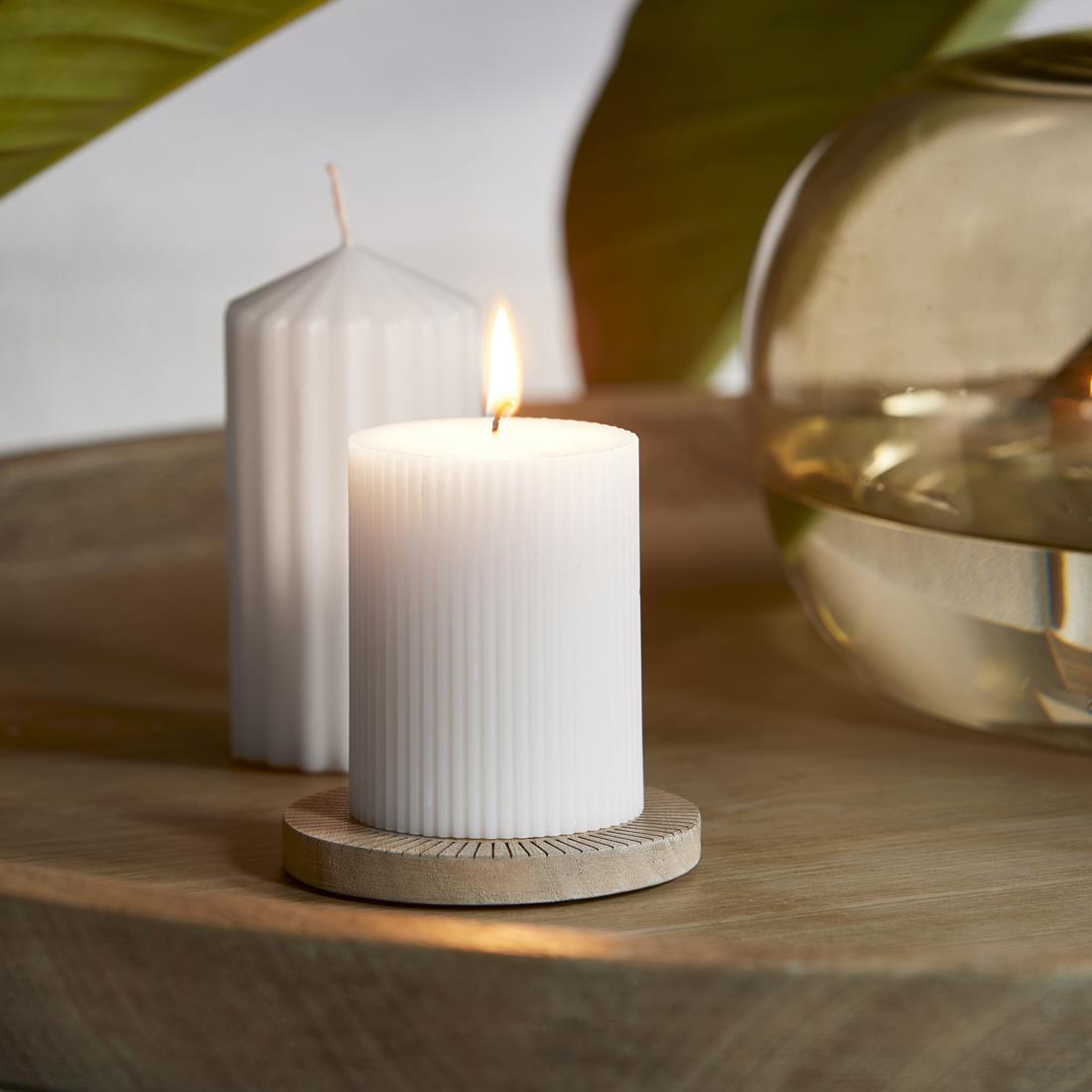 Riviera Maison Stompkaars Wit - Fine Rib Pillar - Paraffine