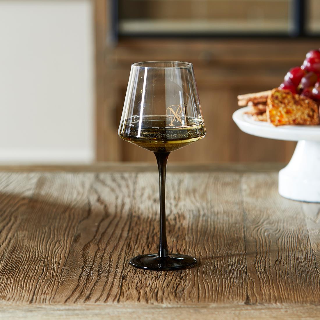 Riviera Maison Wijnglas Witte Wijn Zwart - RM Aura - Glas - 450 ml
