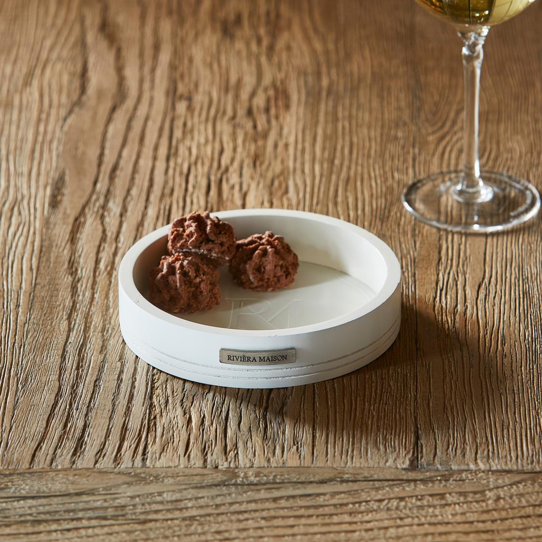 Riviera Maison Klein Dienblad Wit - RM Classic Monogram - Hout