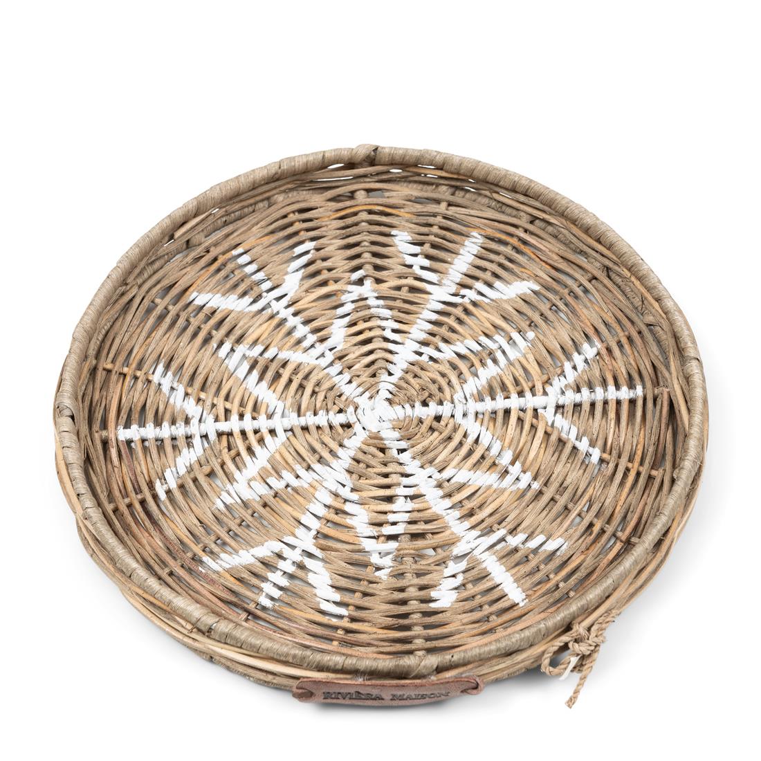 Riviera Maison Dienblad Rond Naturel - Snowflake - Rattan (ØxH) 22x2.5