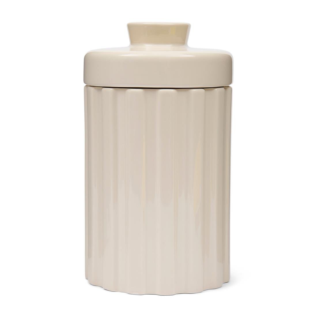 Riviera Maison Voorraadpotten met Deksel Wit - Clay Ribbed - Porselein