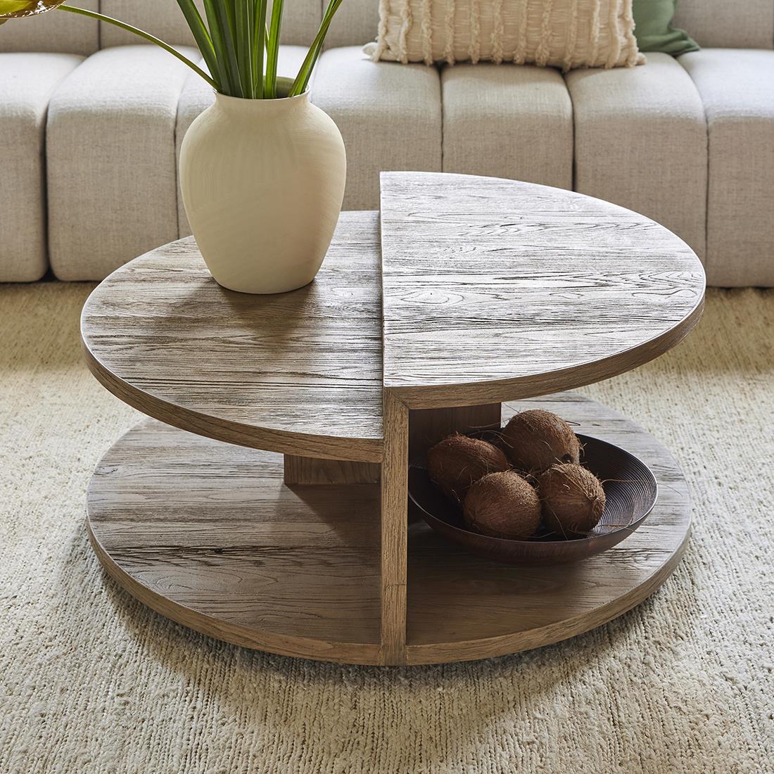 Rivièra Maison - Elegante Salontafel in Gerecycled Eikenhout en IJzer van 42 cm