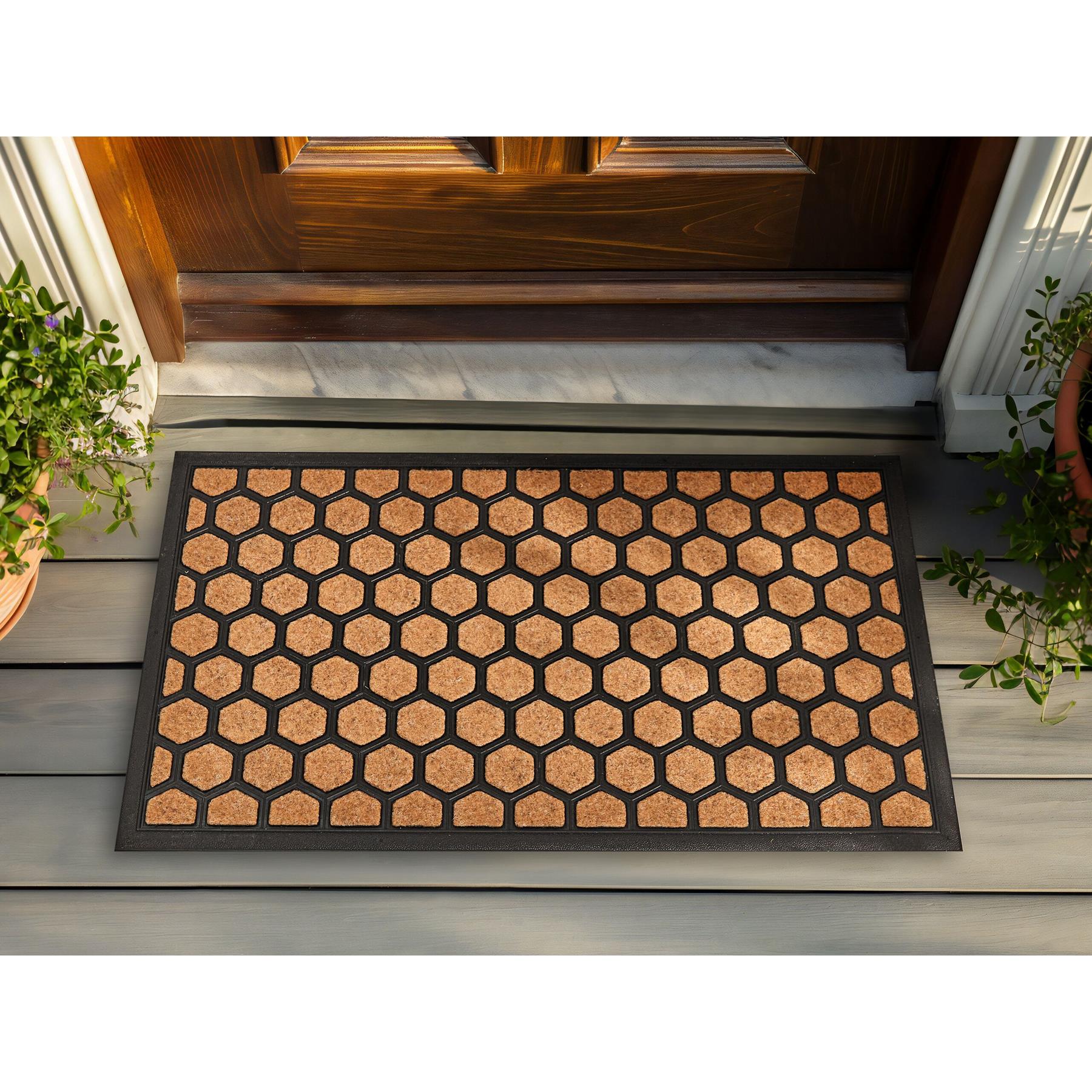 Beliani-TANDYKUL-Deurmat-Natuurlijk|Zwart-45 x 75 cm-Polyester