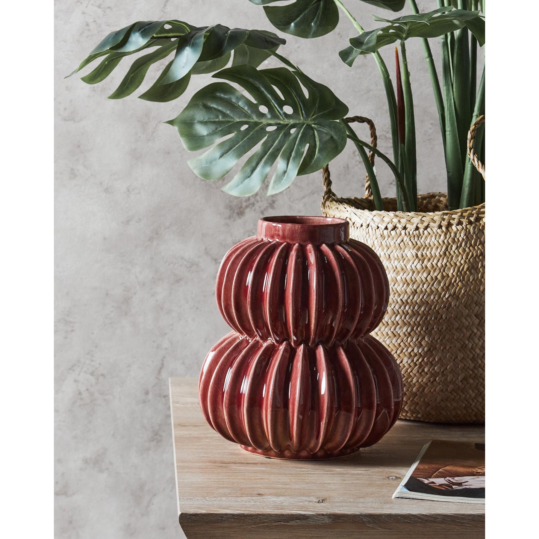 Beliani - WATERMOSS - Bloemenvaas - Rood - 28 cm - Steengoed