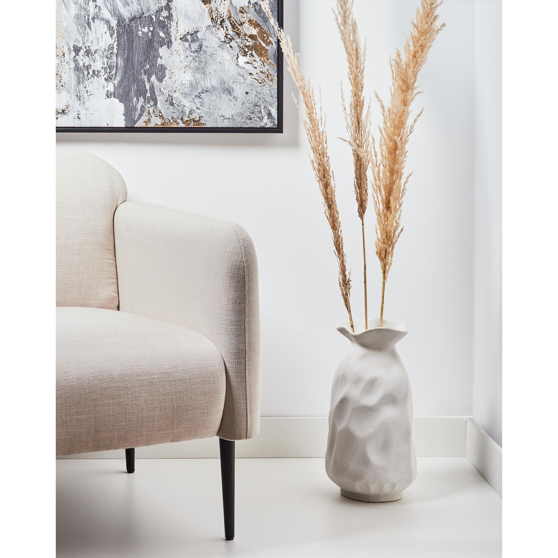 Beliani - CATTAIL - Bloemenvaas - Wit - 40 cm - Steengoed