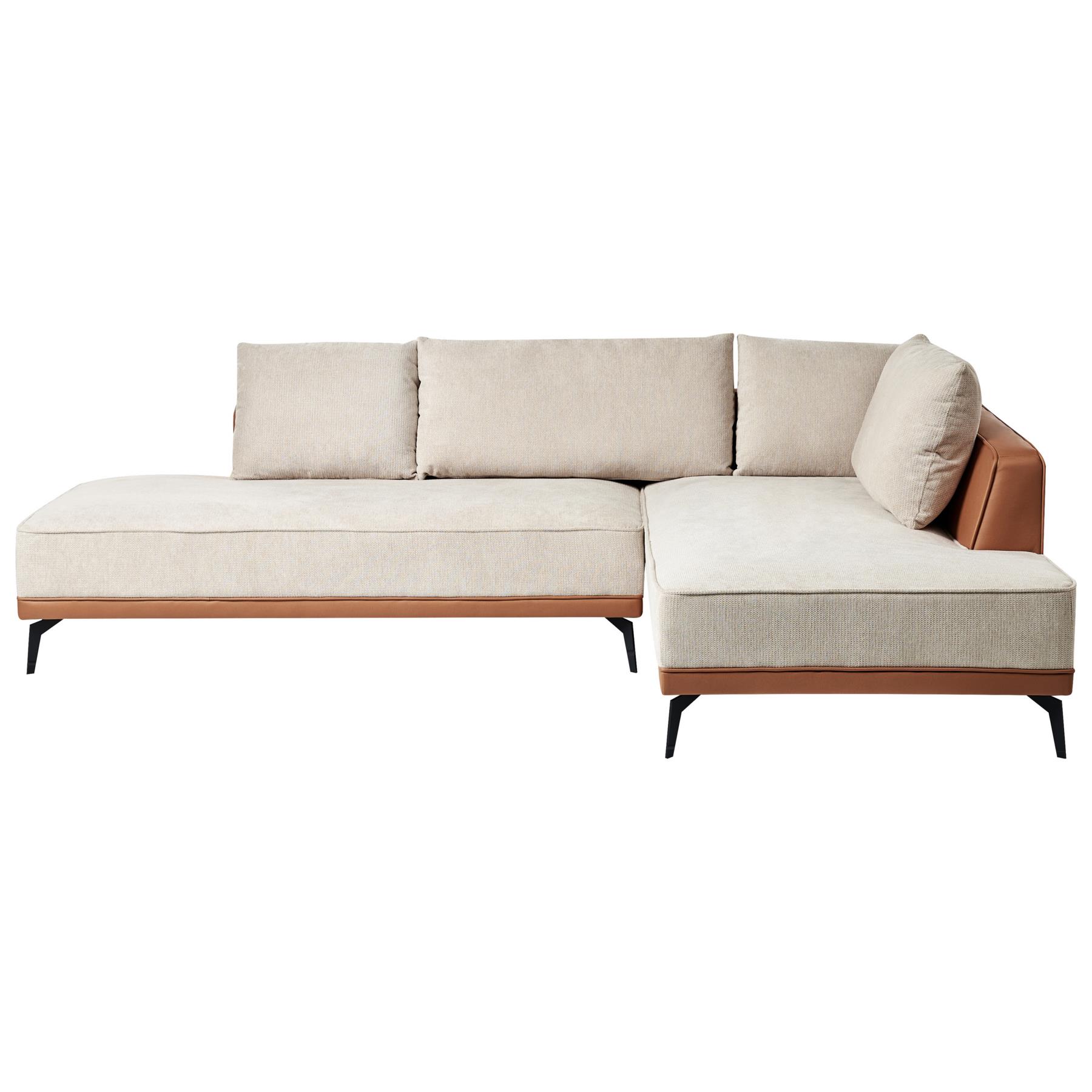 Beliani-MYKEN-Hoekbank-Beige|Bruin-Linkszijdig-Polyester|Kunstleer