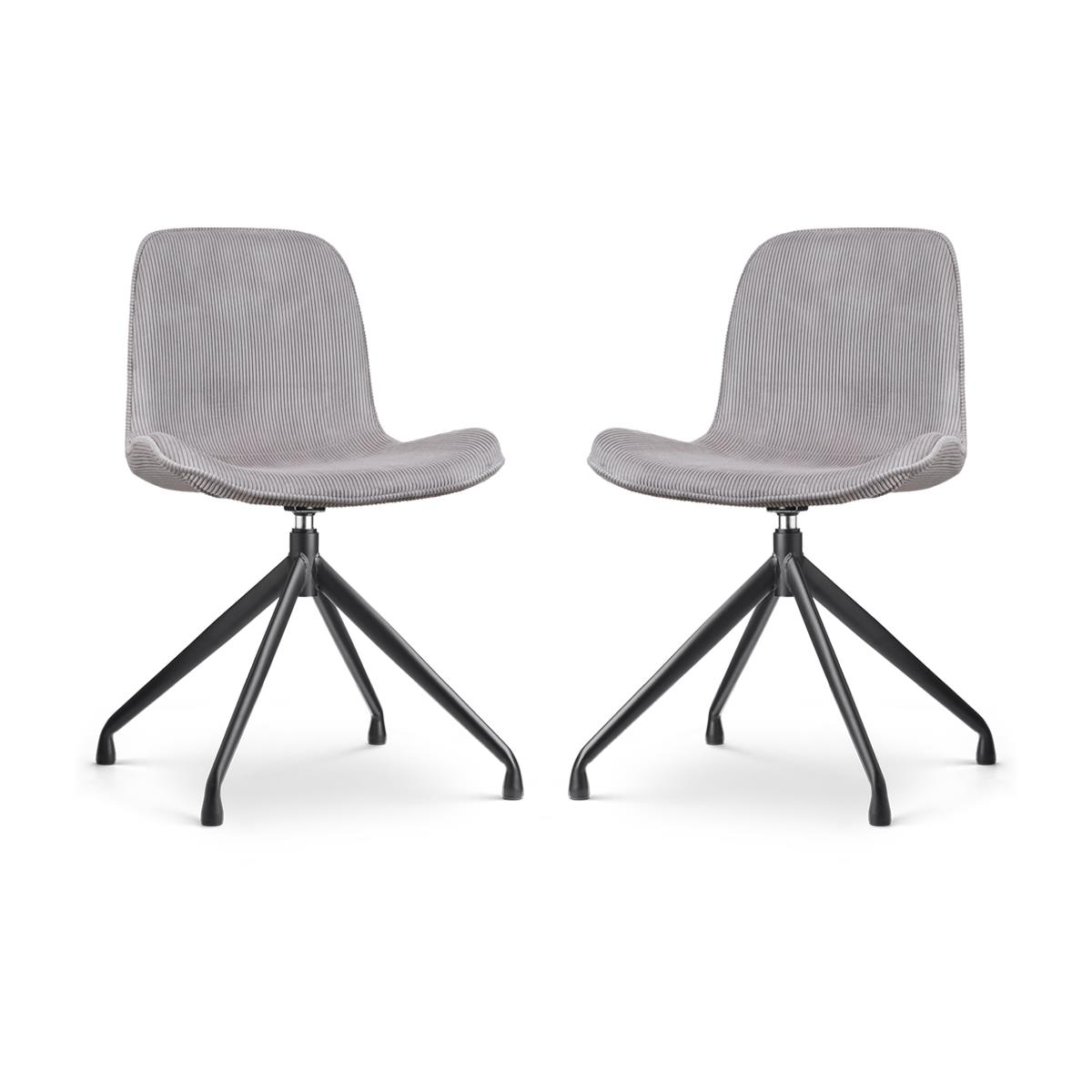 Nolon Nola-Fé Draaibare Eetkamerstoelen Set - Rib Warm Grijs - Zwart