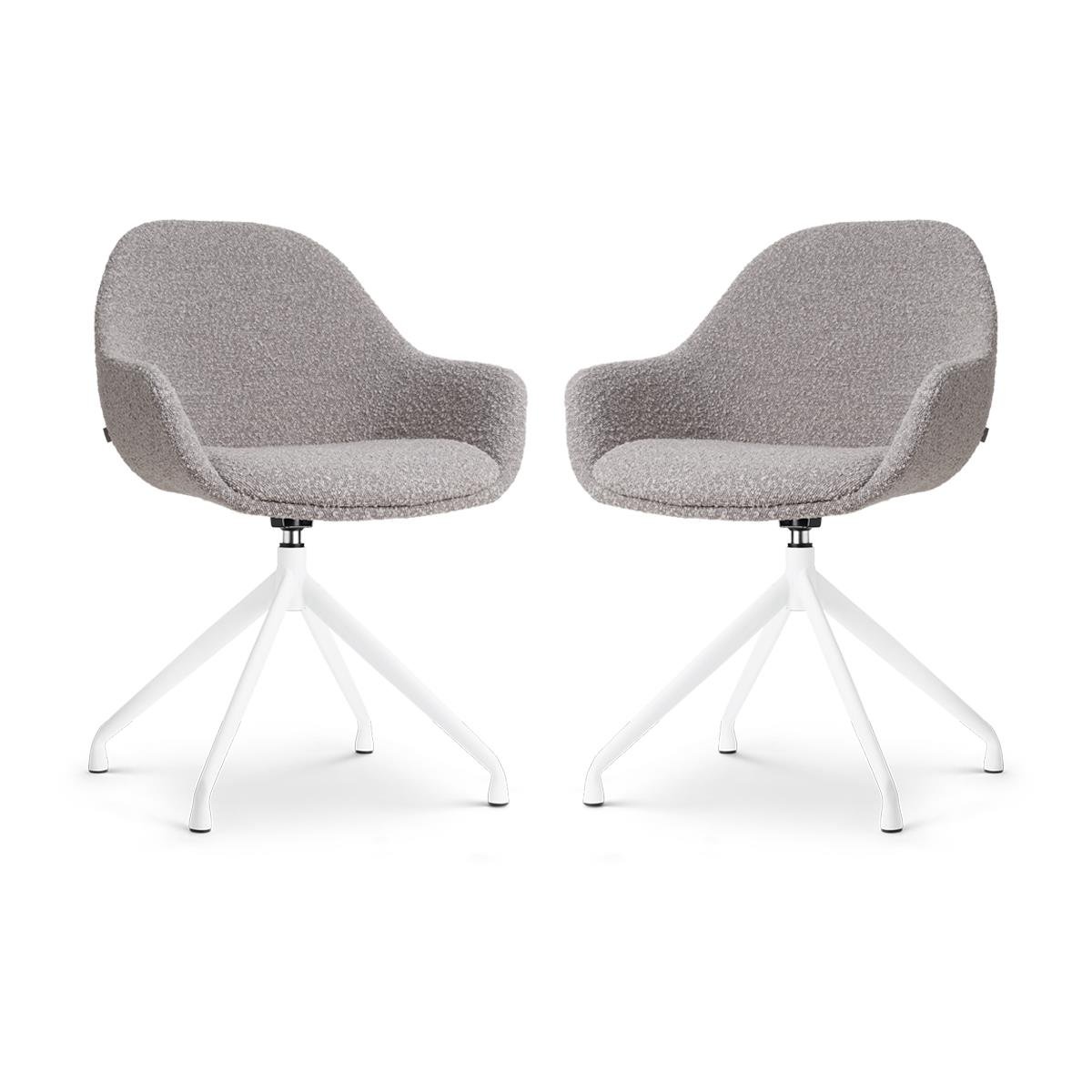 Nolon Nola-Mae Draaibare Eetkamerstoelen Bouclé Taupe - Wit - 2x