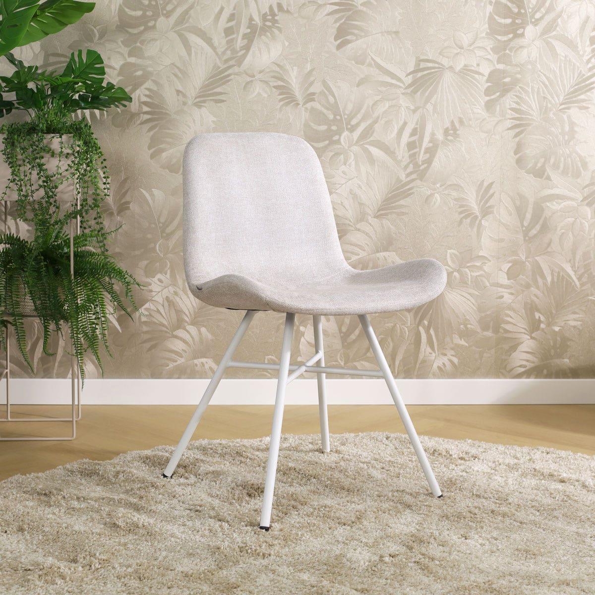 Nolon Noa-Fé Eetkamerstoelen Set van 2 - Beige - Witte Poten