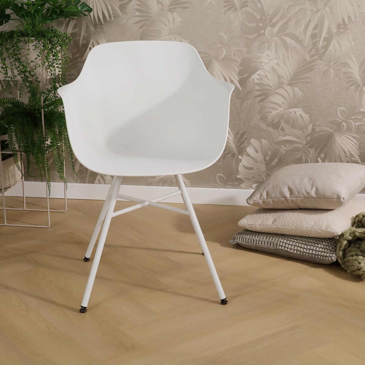 Nolon Noa-Puk Eetkamerstoelen Set van 2 - Wit - Wit Onderstel