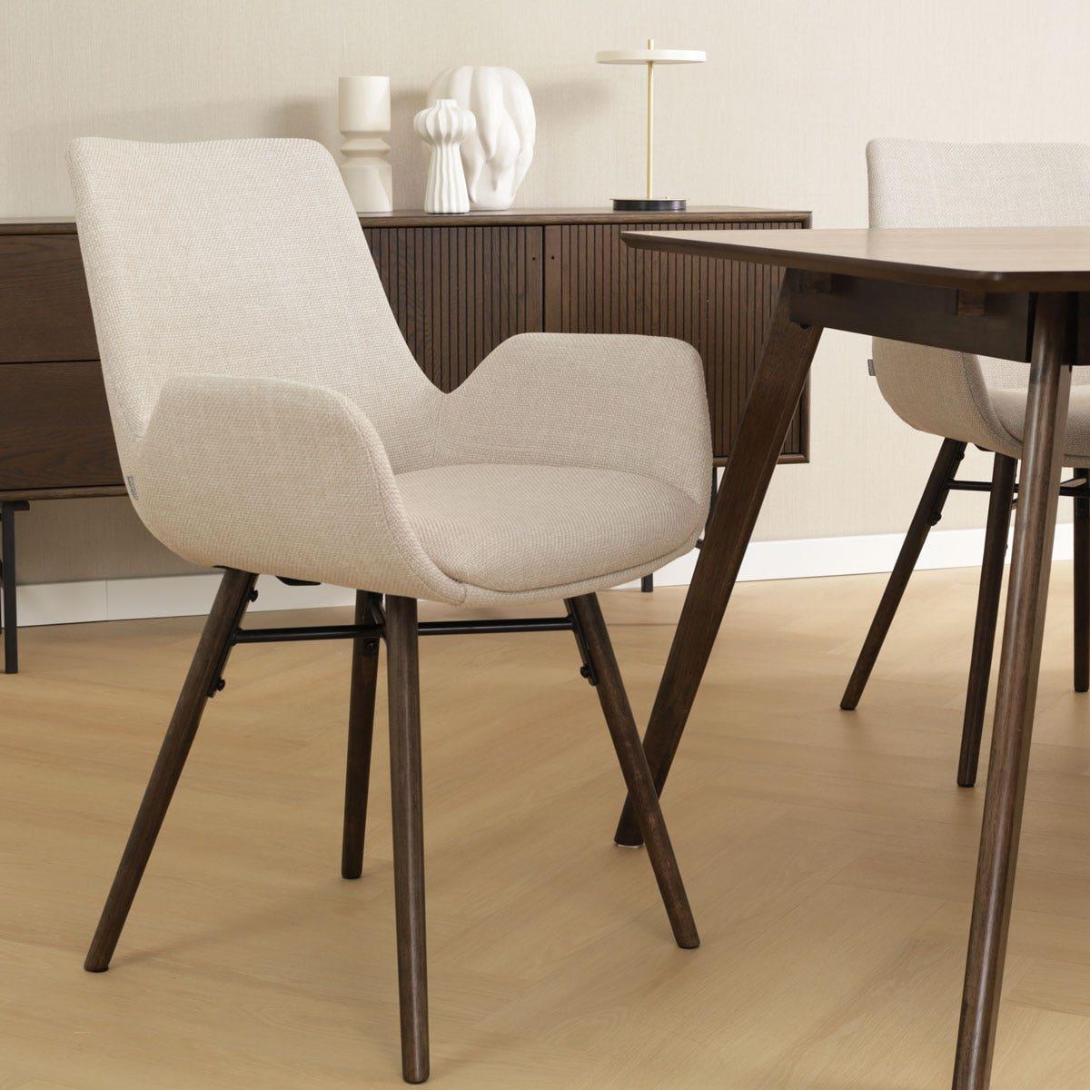 Nolon Nena-Eef Eetkamerstoelen Set van 2 - Beige - Walnoot Hout