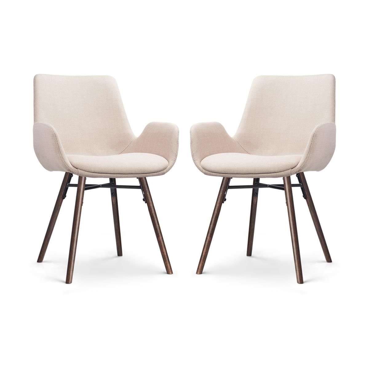 Nolon Nena-Eef Eetkamerstoelen Set van 2 - Beige - Walnoot Hout
