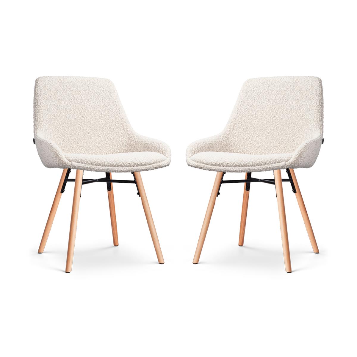Nolon Nena-Isa Eetkamerstoelen Set van 2 - Bouclé Beige - Houten Poten