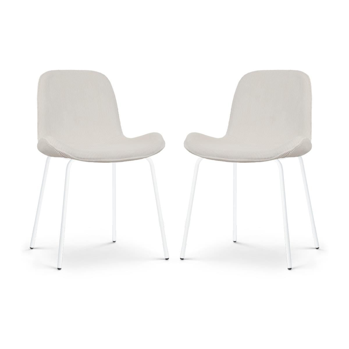 Nolon Nora-Fé Eetkamerstoelen Set van 2 - Rib Crème - Witte Poten