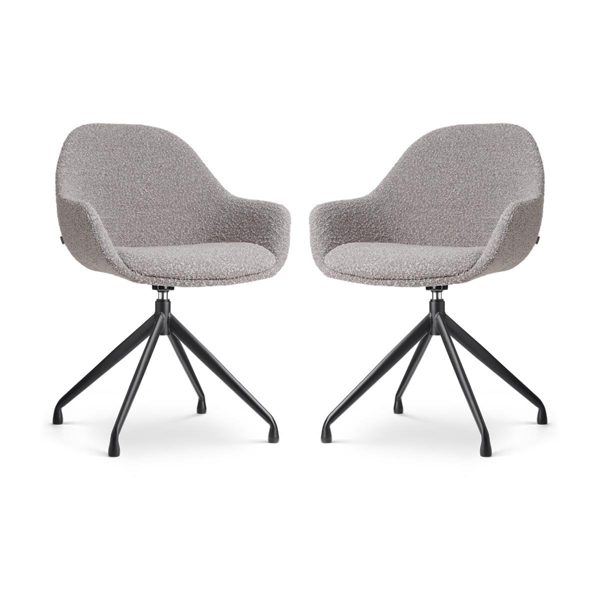 Nolon Nola-Mae Draaibare Eetkamerstoelen Bouclé Taupe - Zwart - 2x