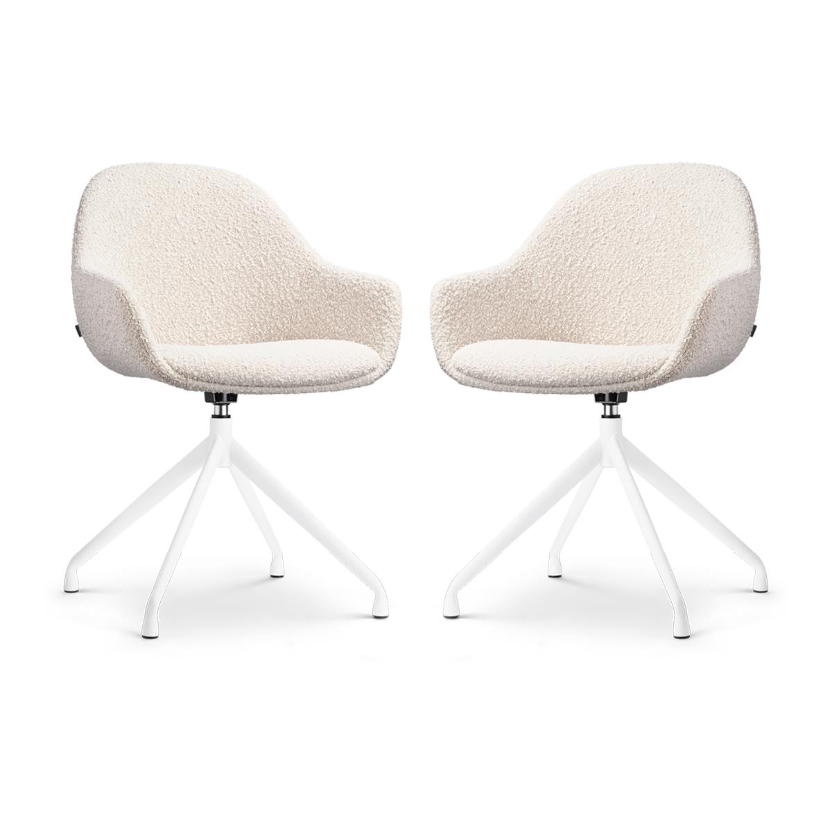 Nolon Nola-Mae Draaibare Eetkamerstoelen Bouclé Beige - Wit - 2x