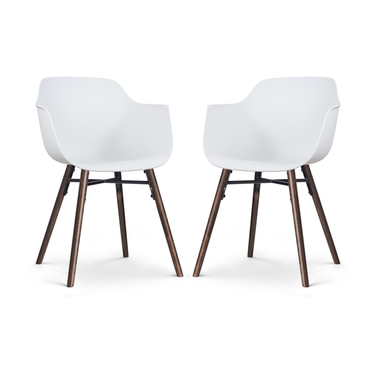 Nolon Nena-Puk Eetkamerstoelen Set van 2 - Wit - Walnoot Poten