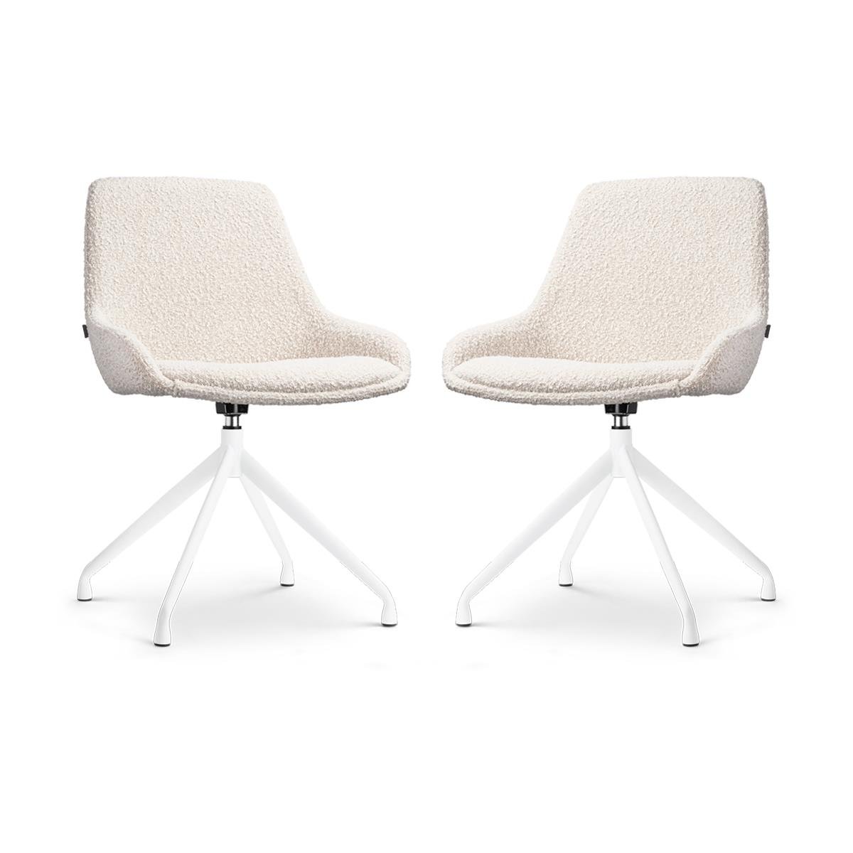 Nolon Nola-Isa Draaibare Eetkamerstoelen Bouclé Beige - Wit - 2x