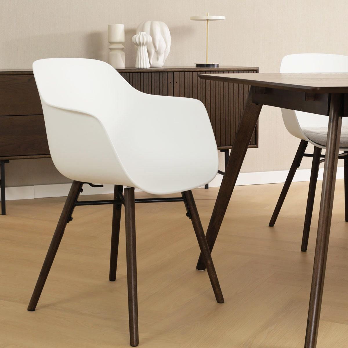 Nolon Nena-Puk Eetkamerstoelen Set van 2 - Wit - Walnoot Poten