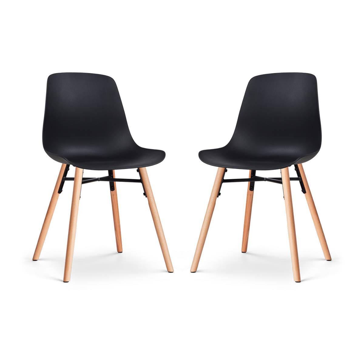 Nolon Nena-Pip Eetkamerstoelen Set van 2 - Zwart - Houten Poten