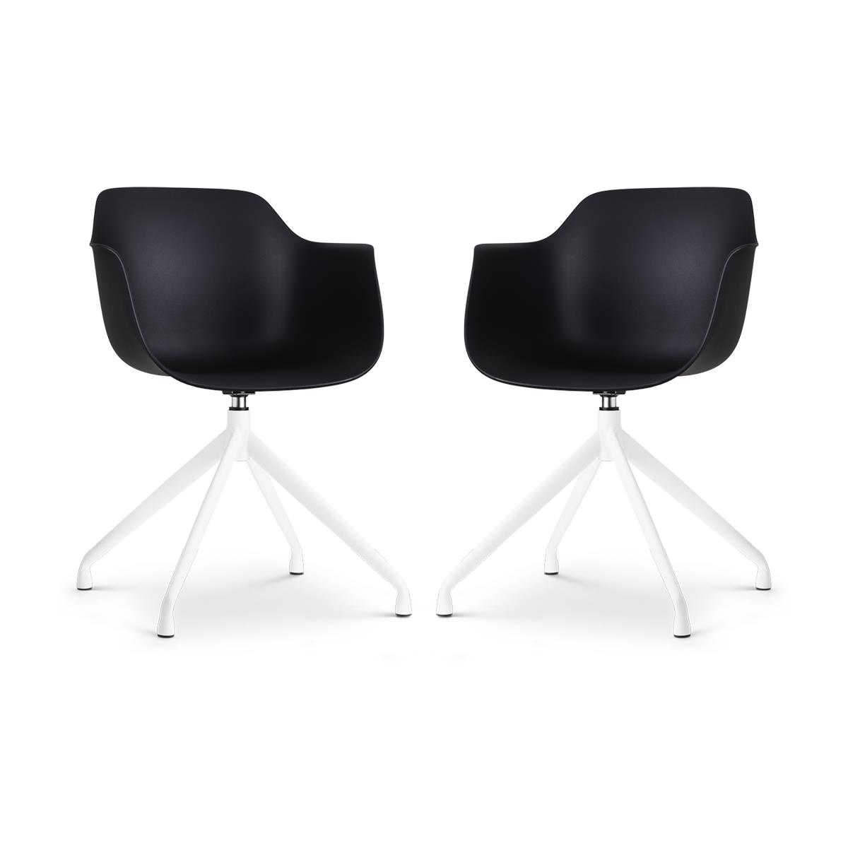 Nolon Nola-Puk Draaibare Eetkamerstoelen Zwart - Wit Onderstel - 2x