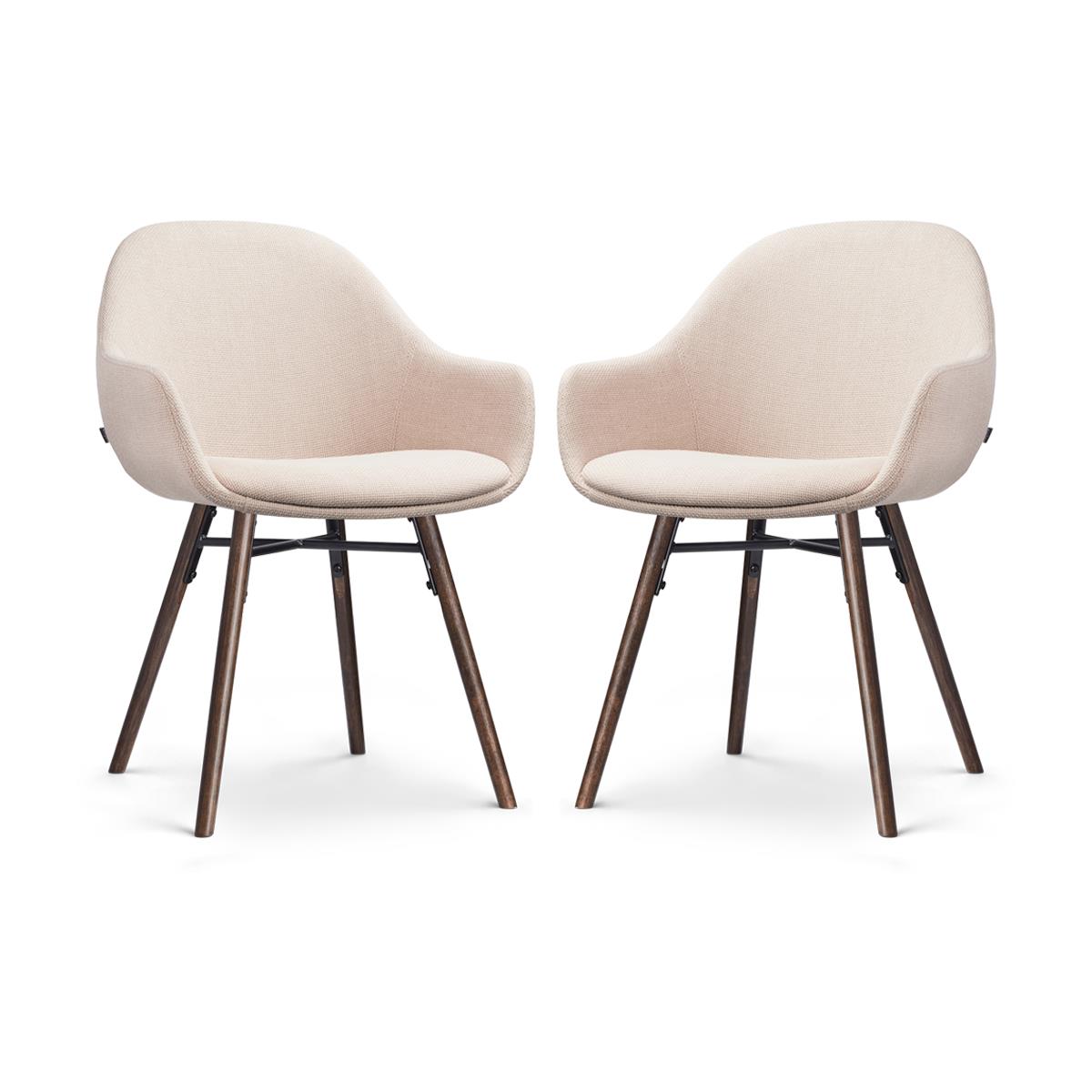 Nolon Nena-Mae Eetkamerstoelen Set van 2 - Beige - Walnoot