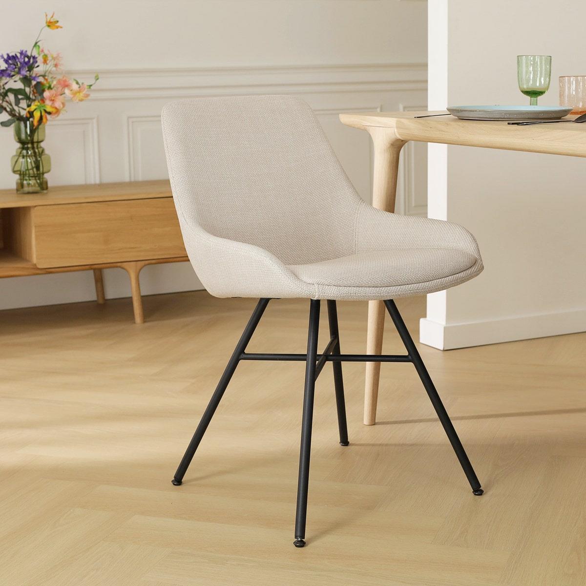 Nolon Noa-Isa Eetkamerstoelen Set van 2 - Beige - Zwart