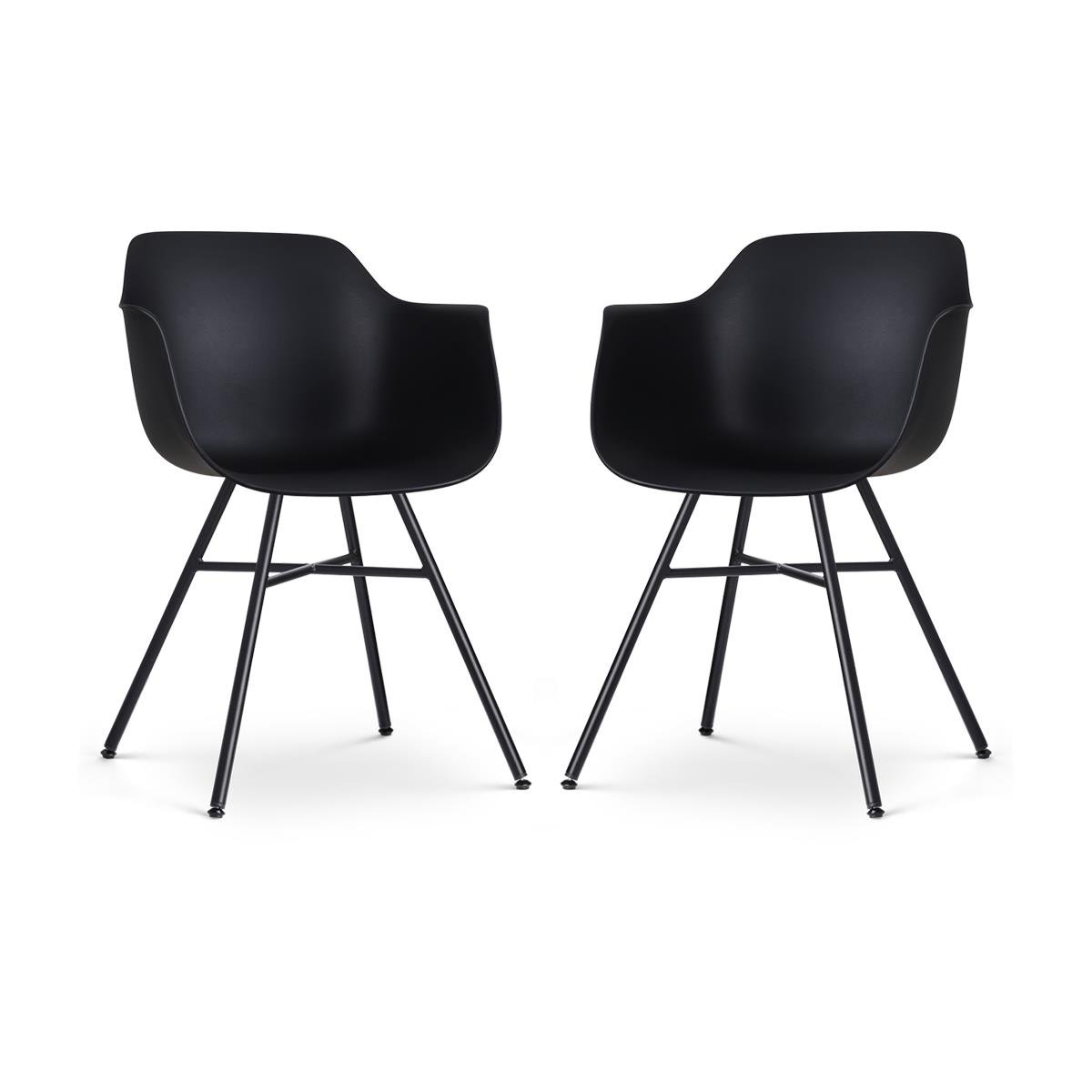 Nolon Noa-Puk Eetkamerstoelen Set van 2 - Zwart - Zwart Onderstel