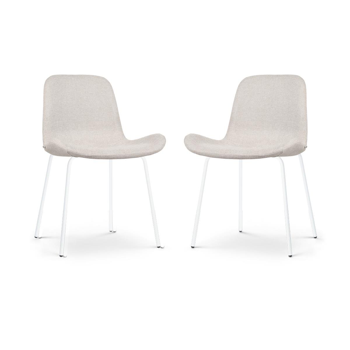 Nolon Nora-Fé Eetkamerstoelen Set van 2 - Beige - Witte Poten