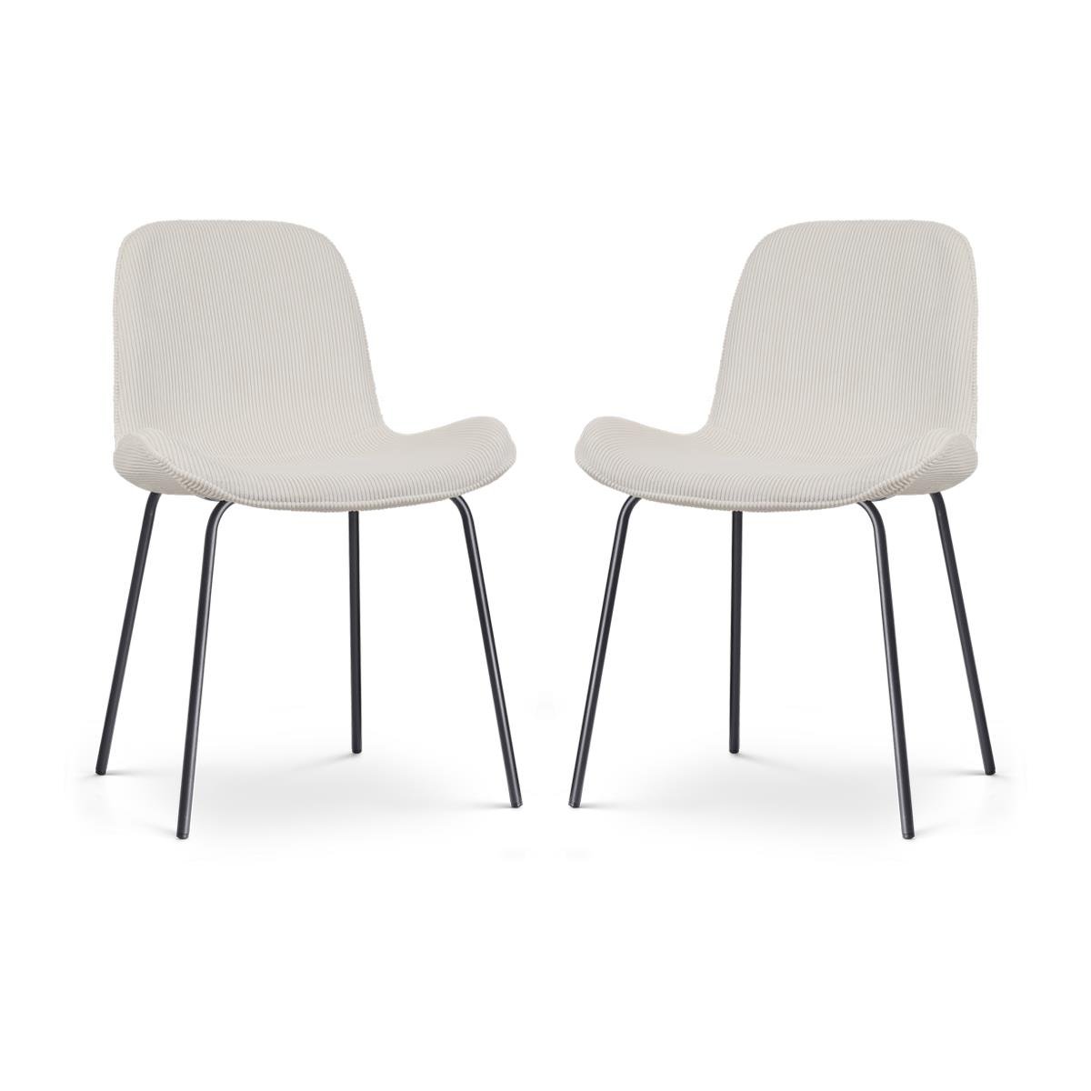 Nolon Nora-Fé Eetkamerstoelen Set van 2 - Rib Crème - Zwarte Poten