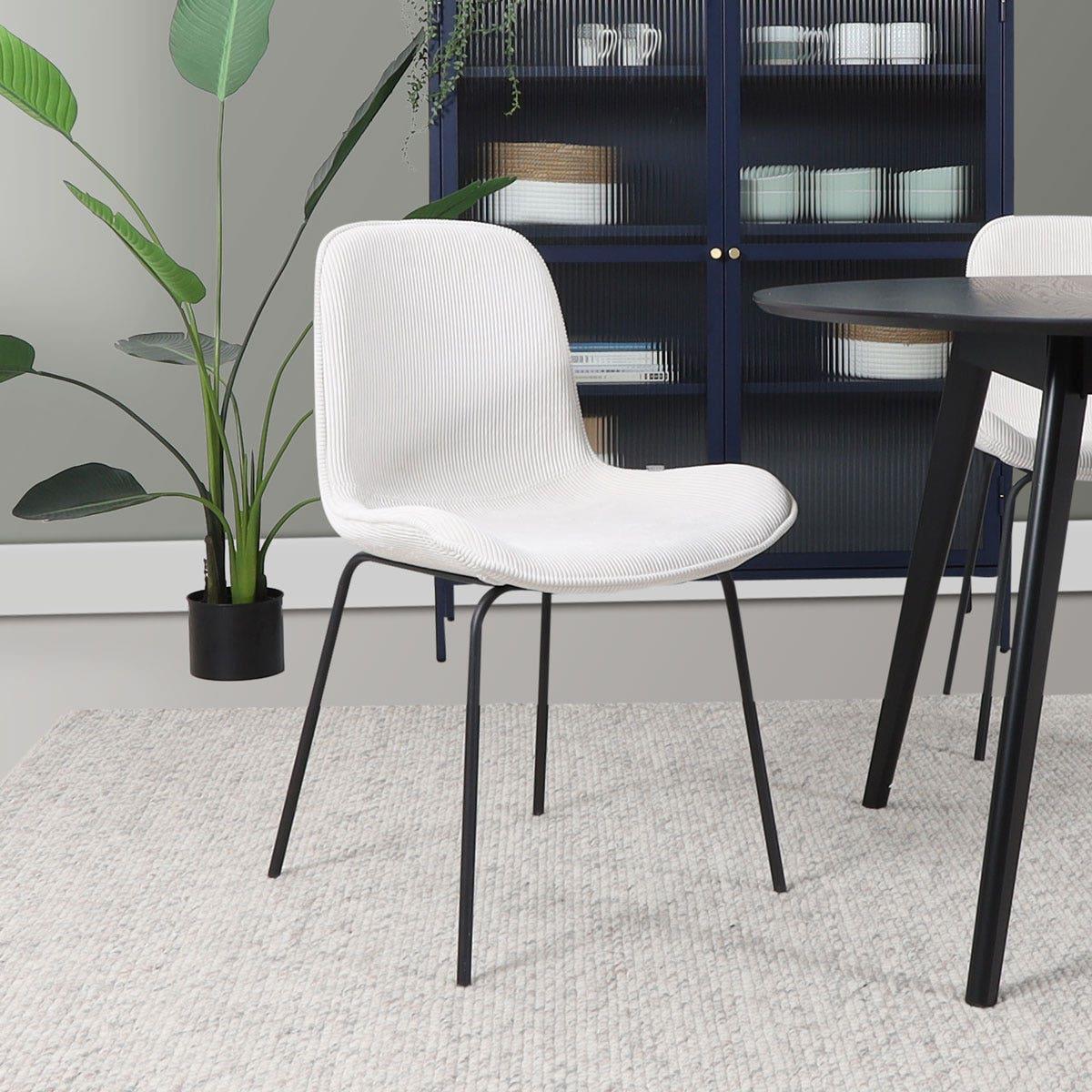 Nolon Nora-Fé Eetkamerstoelen Set van 2 - Rib Crème - Zwarte Poten