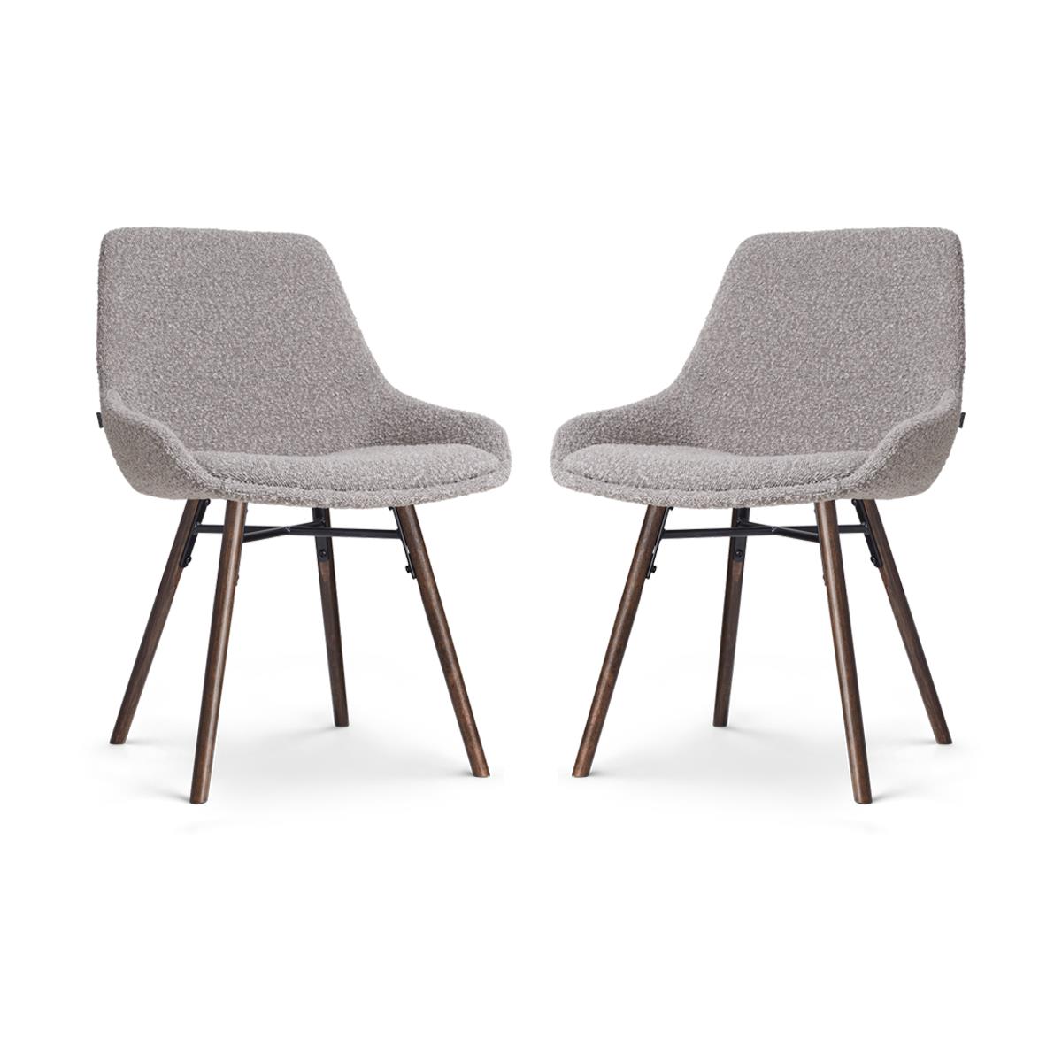 Nolon Nena-Isa Eetkamerstoelen Set van 2 - Bouclé Taupe - Walnoot