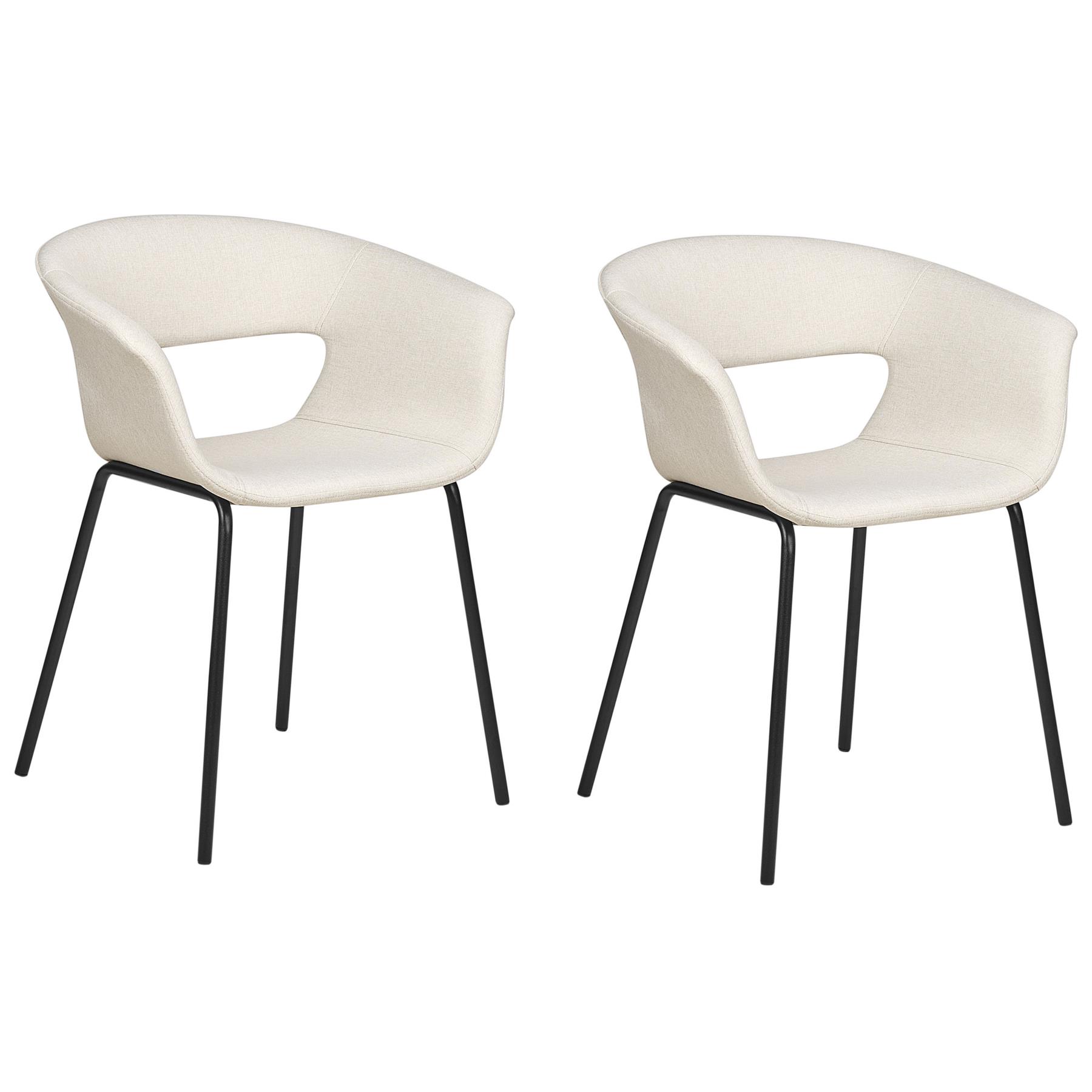 Beliani - ELMA - Eetkamerstoelen set van 2 - Lichtbeige - Polyester