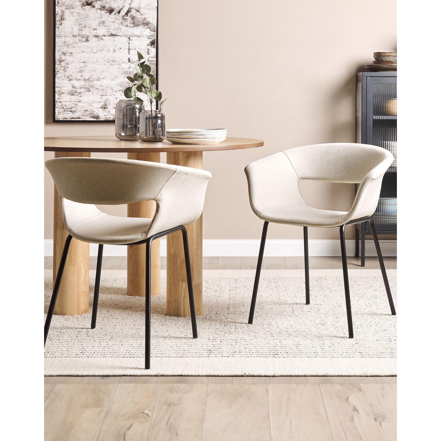 Beliani - ELMA - Eetkamerstoelen set van 2 - Lichtbeige - Polyester