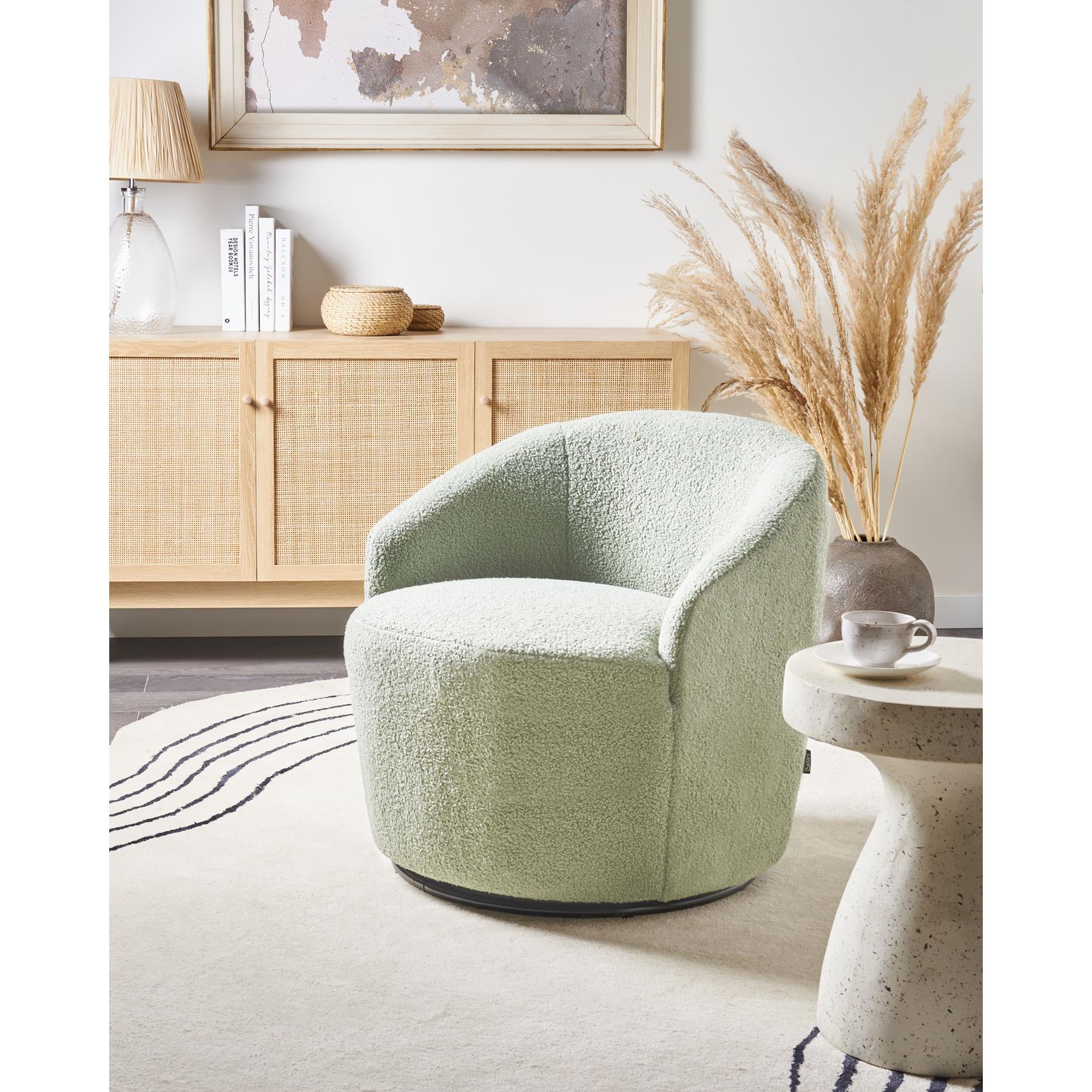 Beliani - DAVIK - Fauteuil - Lichtgroen - Bouclé