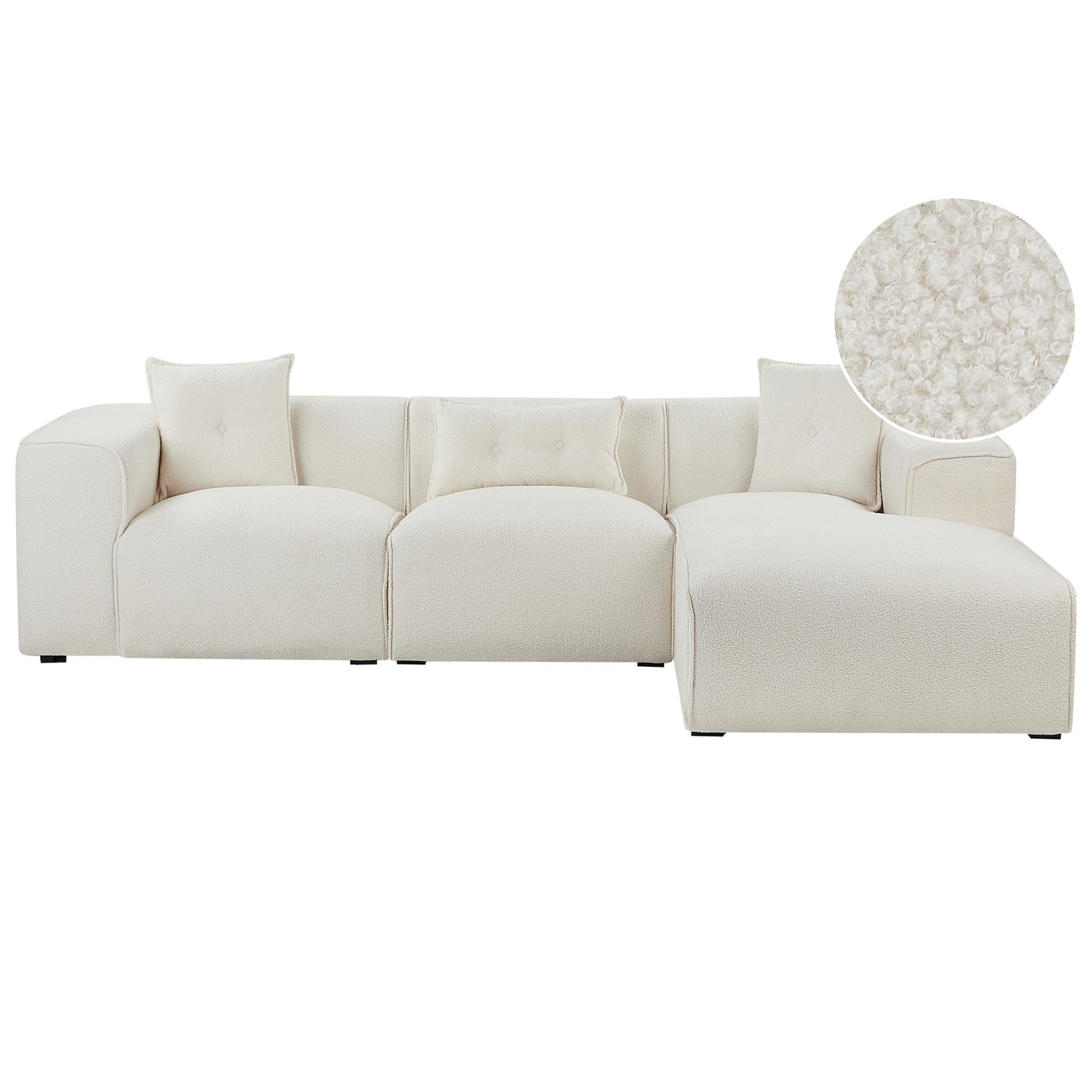 Beliani-DOLVA-Hoekbank-Gebroken wit-Linkerzijde-294 cm-Bouclé