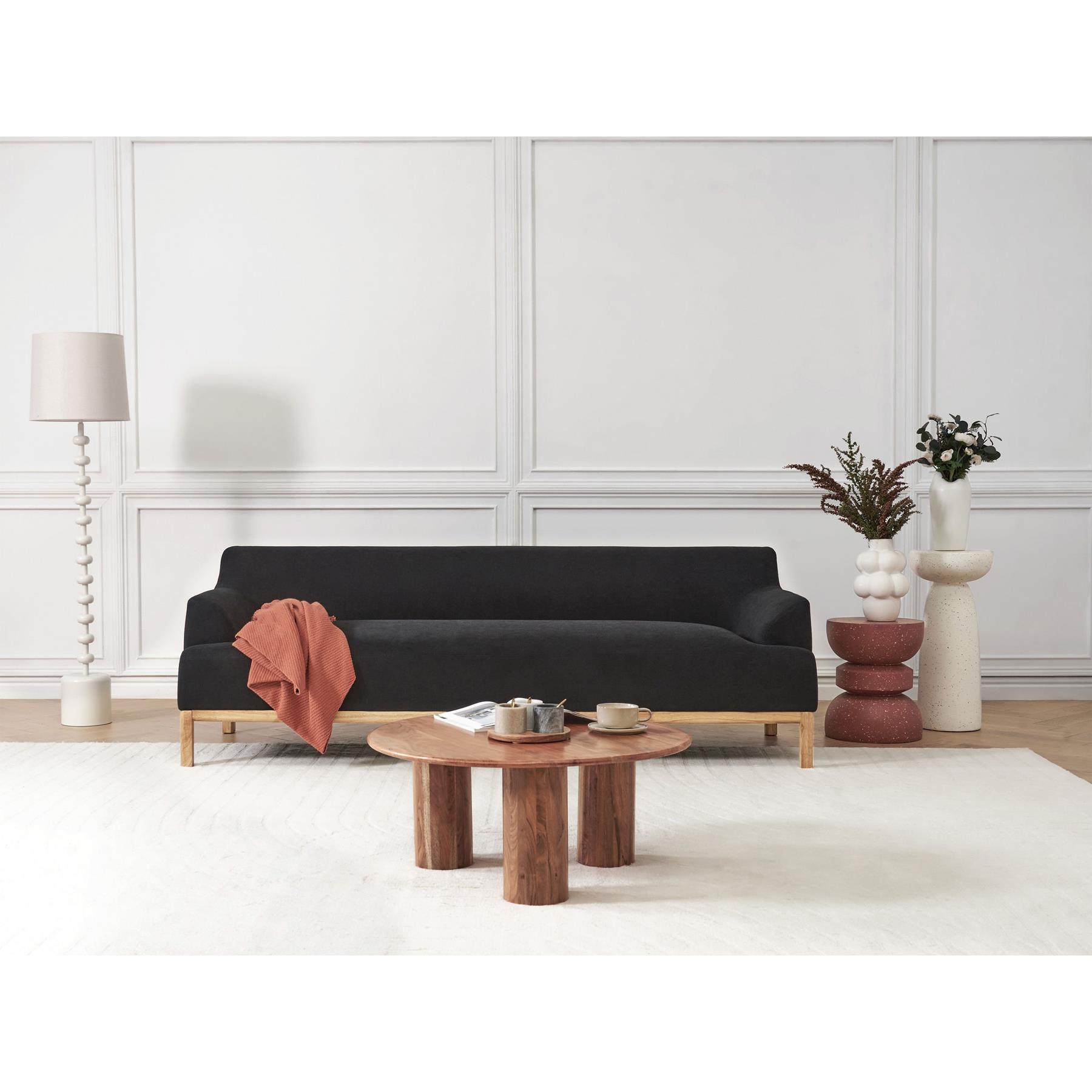 Beliani - SOSJO - Driezitsbank - Zwart - Polyester