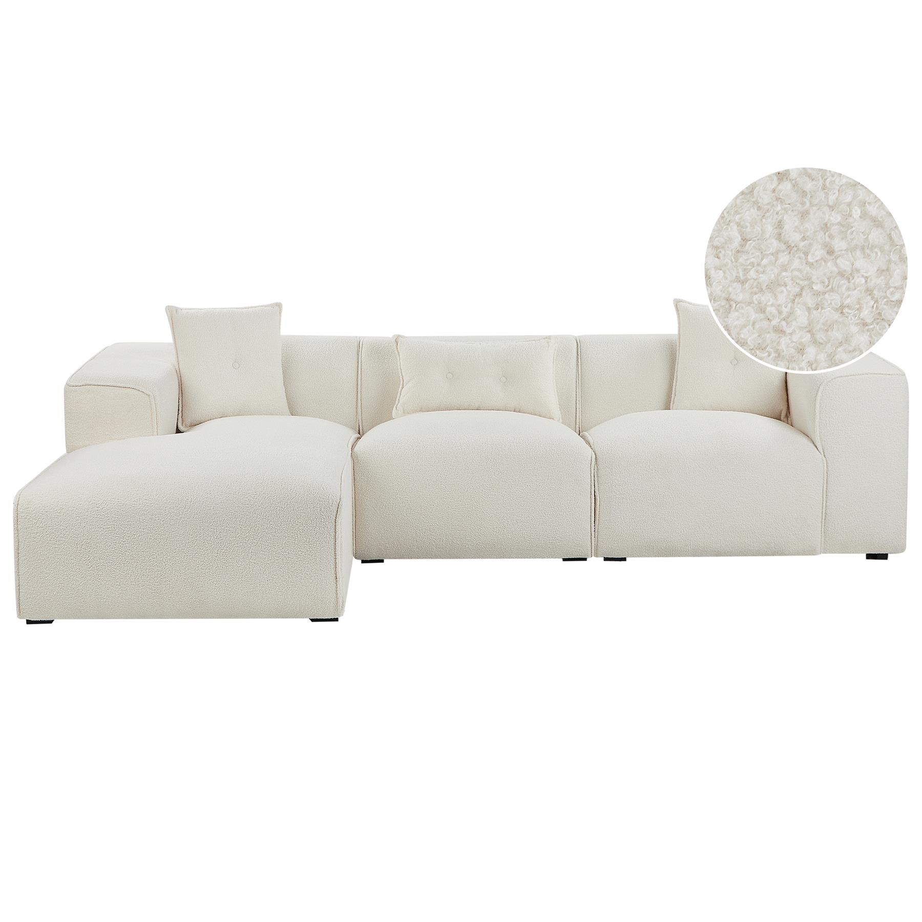 Beliani-DOLVA-Hoekbank-Gebroken wit-Rechtszijdig-294 cm-Bouclé
