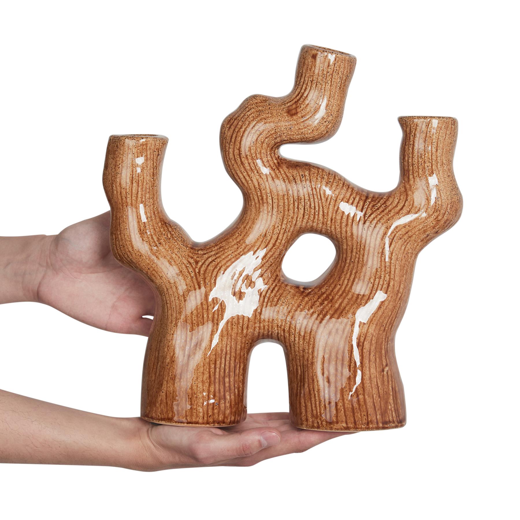 Beliani - BARBUS - Bloemenvaas - Bruin - 31 cm - Steengoed