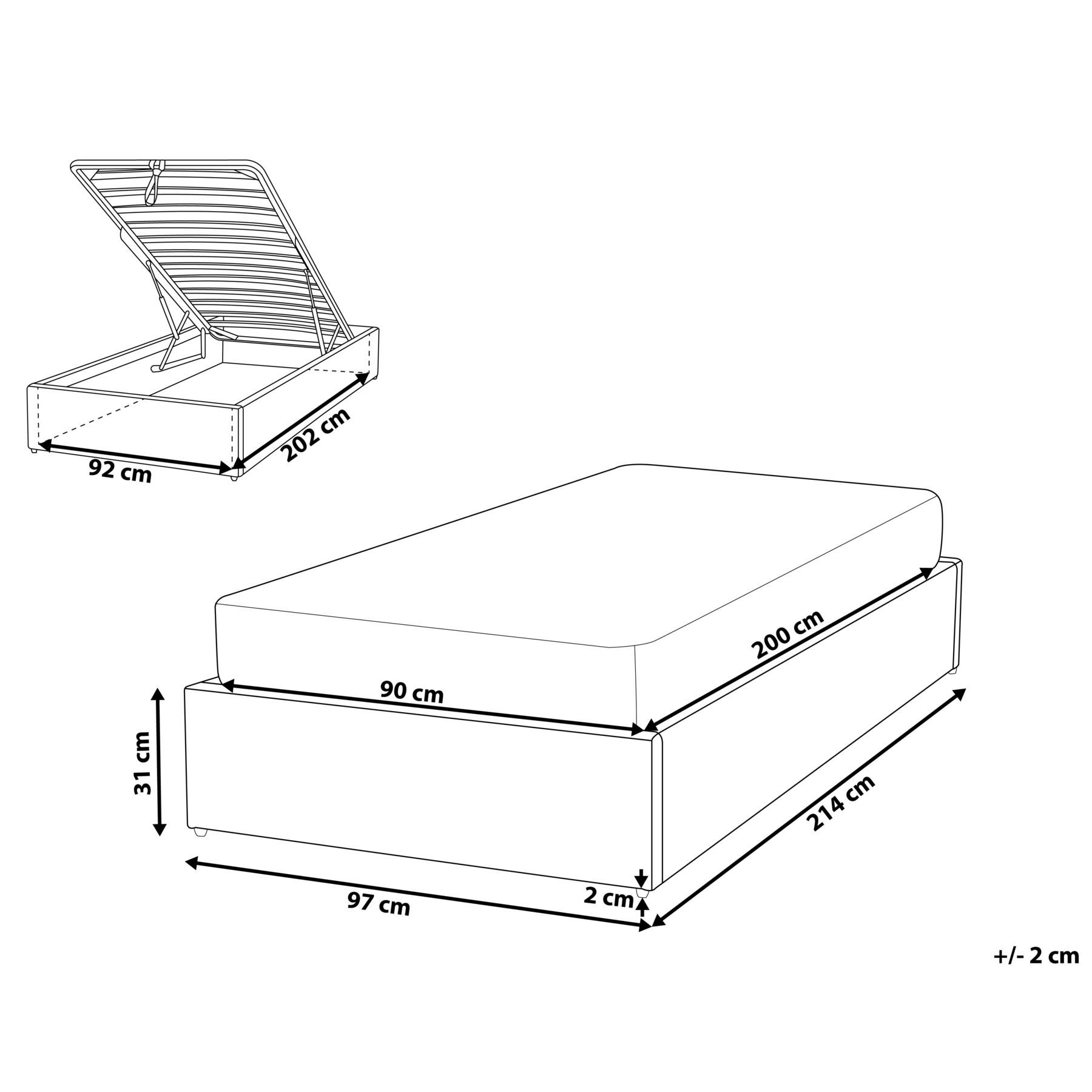 Beliani-DINAN-Eenpersoonsbed-Lichtgrijs-90 x 200 cm-Polyester