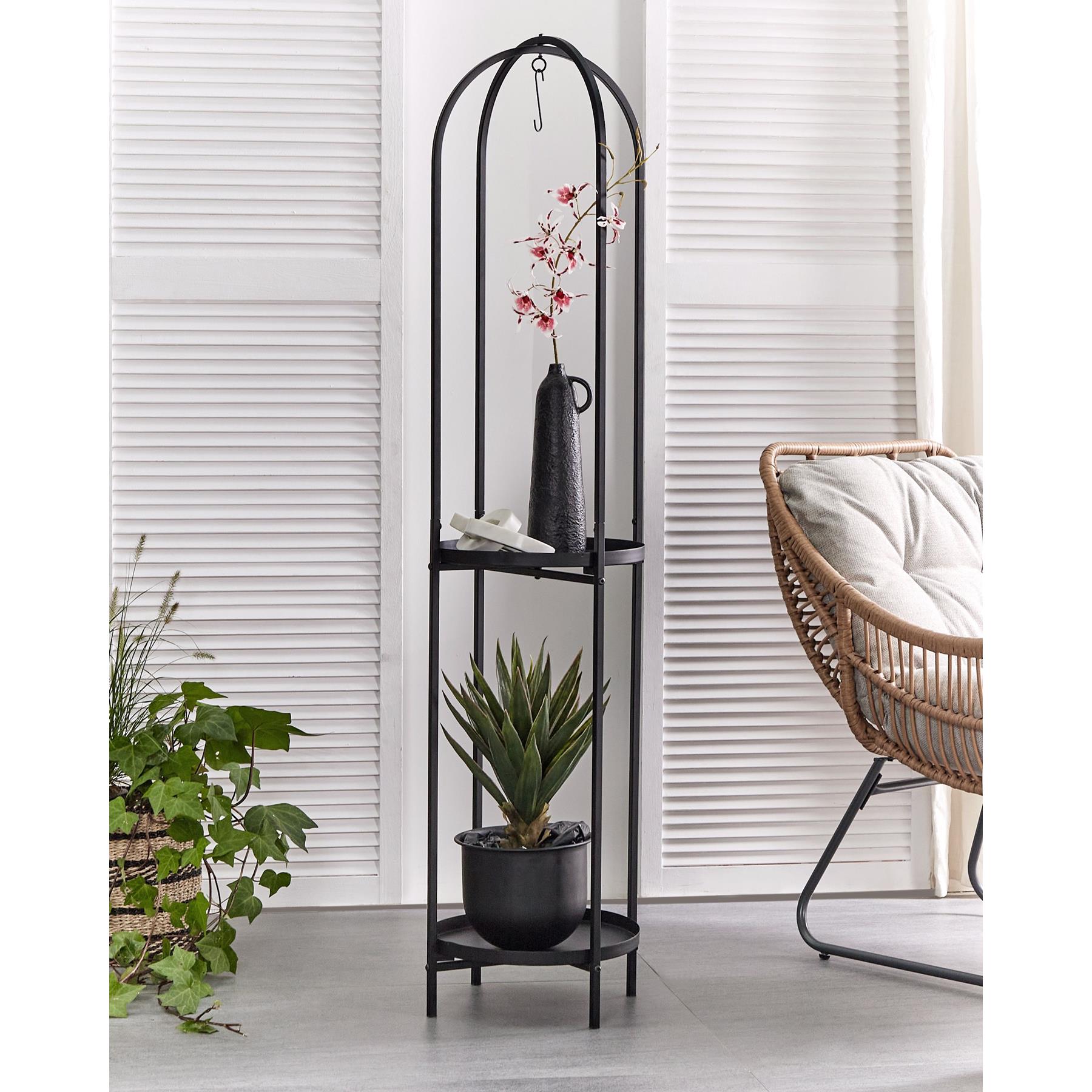 Beliani - TAMARIX - Planten standaard - Zwart - 35 x 160 cm - Metaal