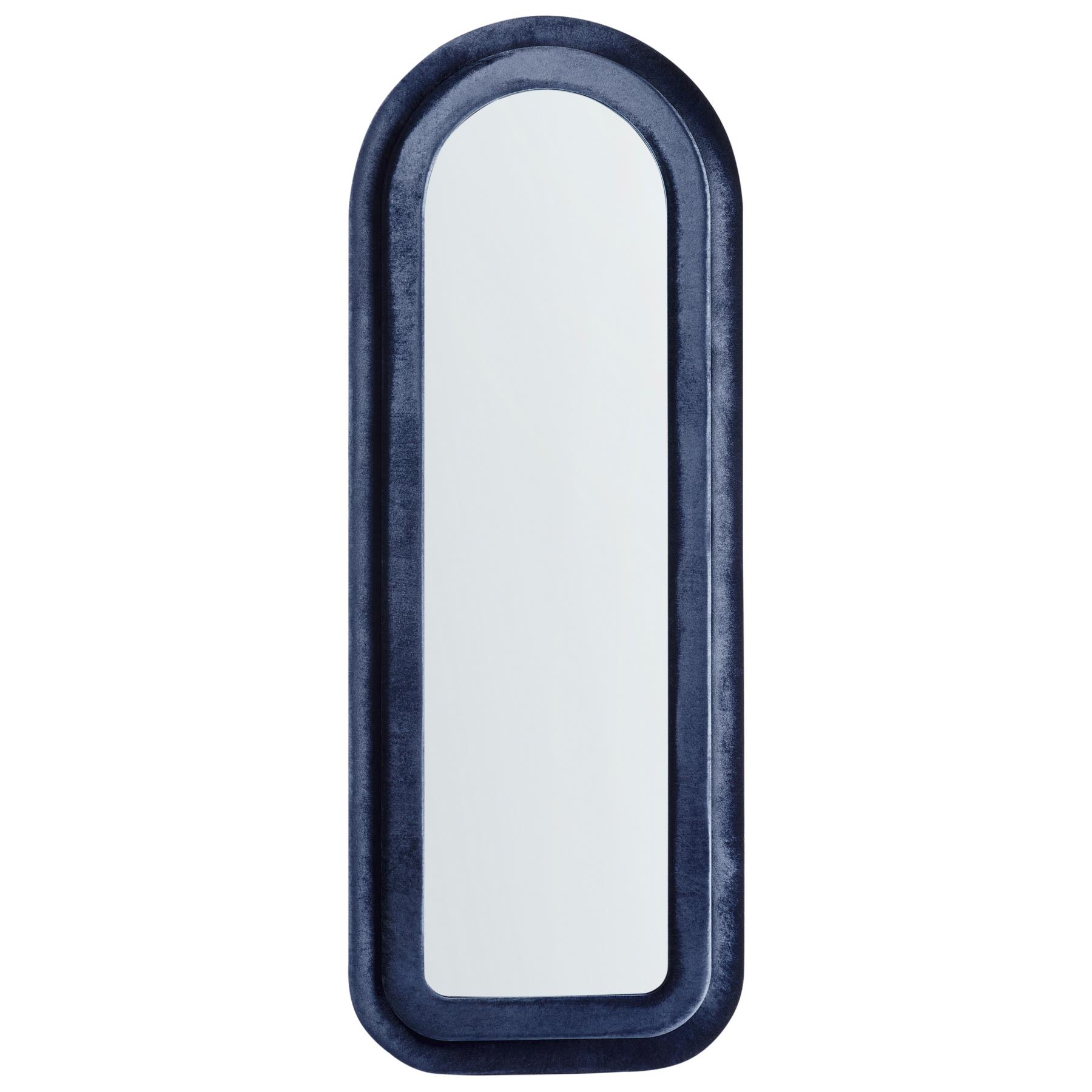 Beliani - CULAN - Wandspiegel - Donkerblauw - Fluweel