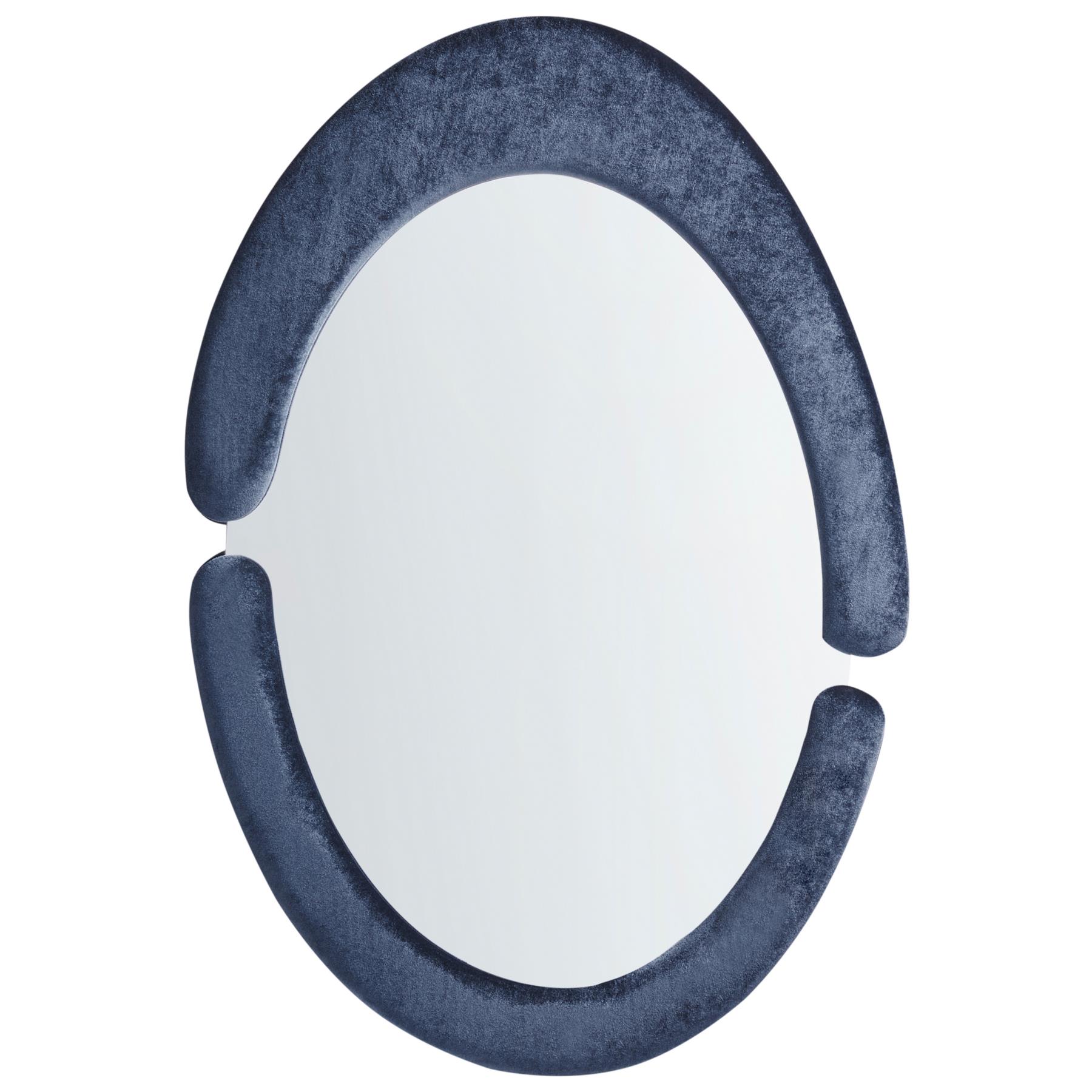 Beliani - MASSAY - Wandspiegel - Donkerblauw - Fluweel